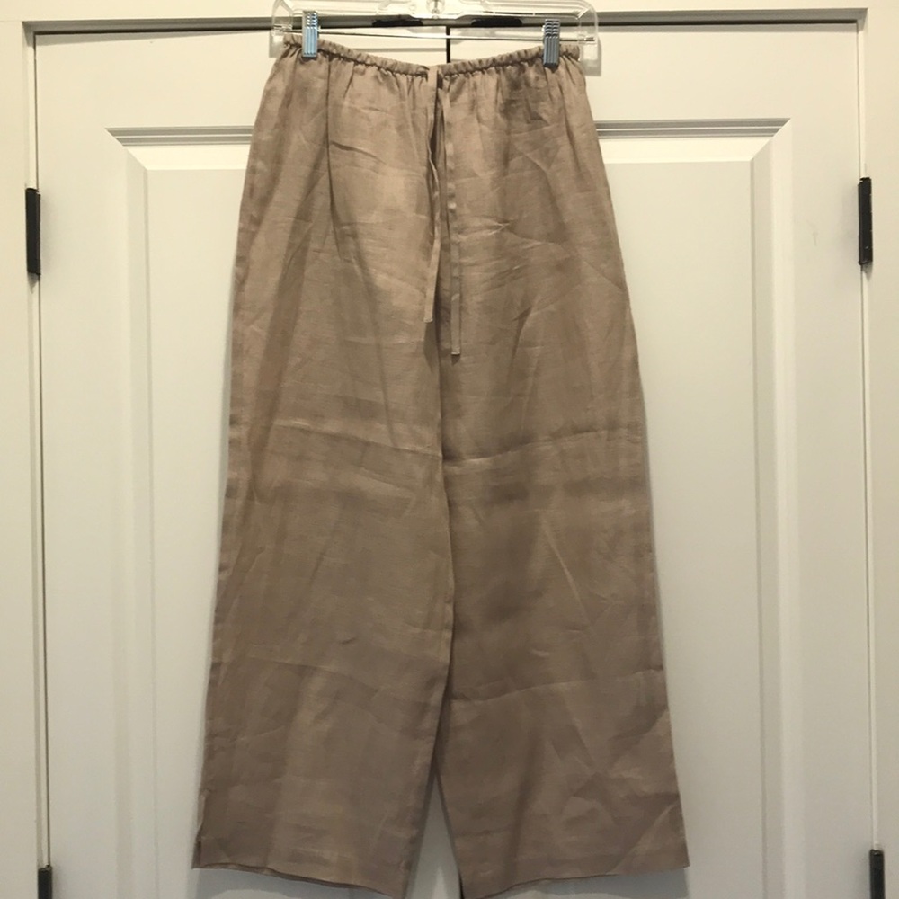 Eileen Fisher Irish Linen Stone Cropped Wide Pants